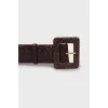 Leather belt with rectangular buckle