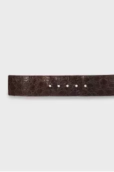 Leather belt with rectangular buckle