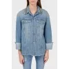 Denim jacket with rhinestone collar
