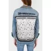 Denim jacket with rhinestone collar