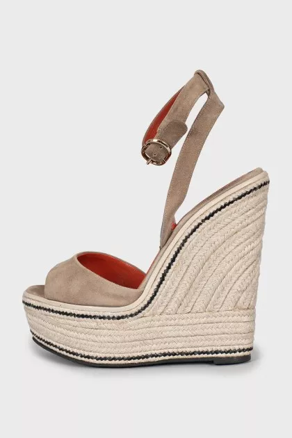 Suede Wedge Sandals