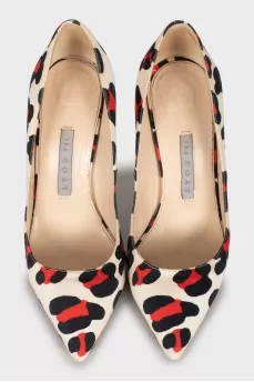 Textile animal print pumps
