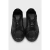 Men's black leather sneakers