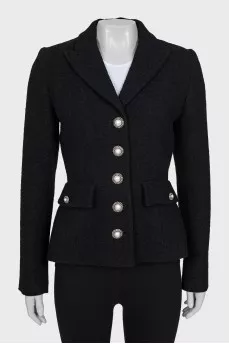 Wool jacket with raised buttons