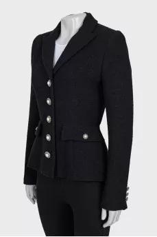 Wool jacket with raised buttons