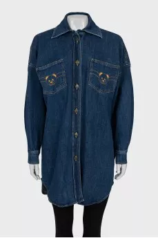 Denim shirt with embroidery on the back