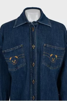 Denim shirt with embroidery on the back