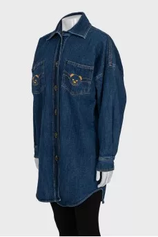 Denim shirt with embroidery on the back