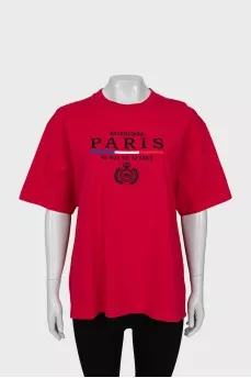 Red straight cut t-shirt
