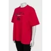 Red straight cut t-shirt