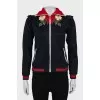 Cardigan with zipper and embroidery