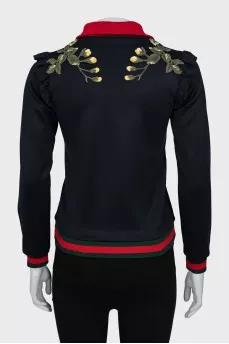 Cardigan with zipper and embroidery