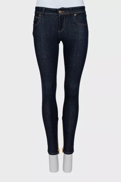 Skinny fit jeans with zippers