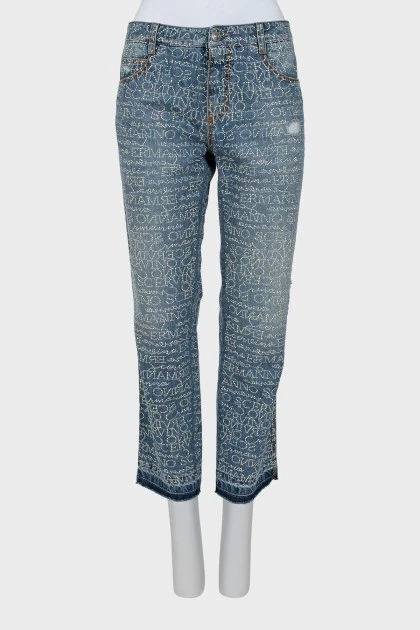 Straight jeans with rhinestones