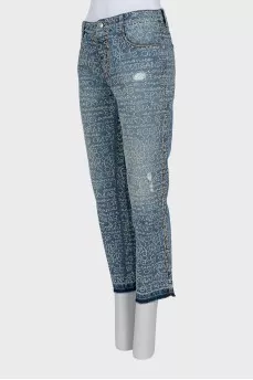 Straight jeans with rhinestones