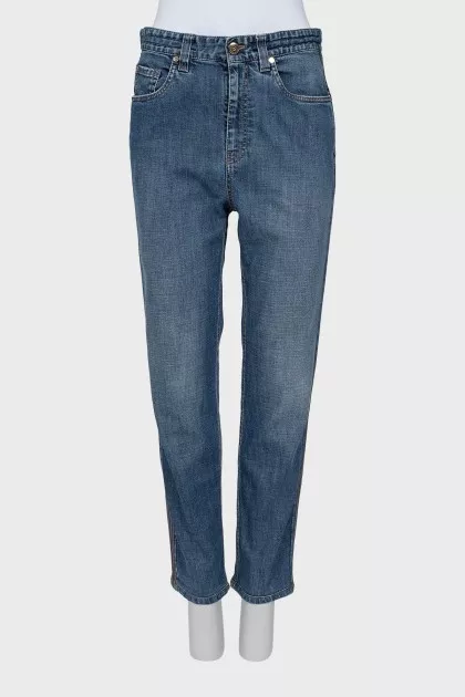 Skinny jeans with side embellishments