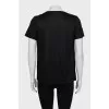 Black T-shirt with a loose collar