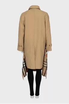 Coat with checkered trim