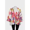 Semi-transparent blouse with multi-colored print