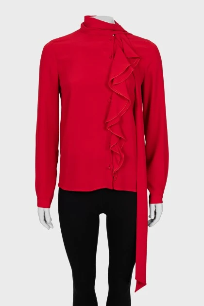 Red blouse with ruffles