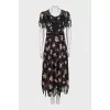 Silk dress with floral print and lace