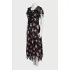 Silk dress with floral print and lace