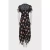 Silk dress with floral print and lace