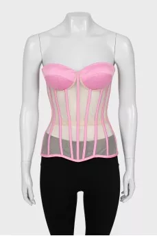 Pink lace-up corset