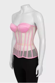 Pink lace-up corset