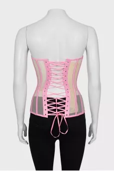 Pink lace-up corset