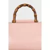 Leather bag with bamboo handle