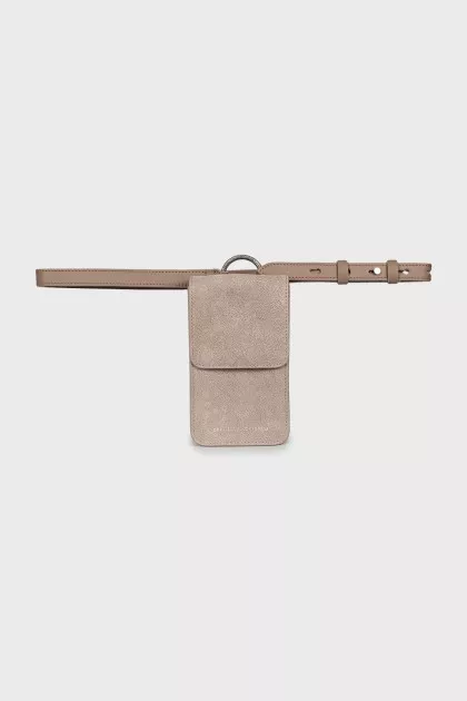 Leather waist bag with flap
