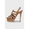 Brown leather heeled sandals