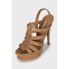 Brown leather heeled sandals