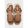 Brown leather heeled sandals