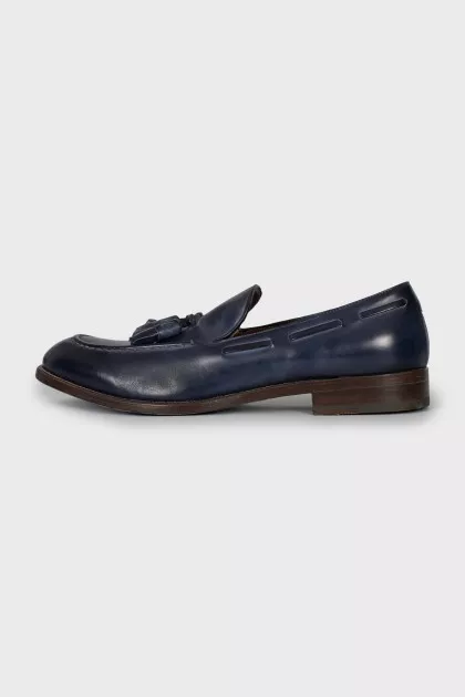 Men's Blue Leather Loafers