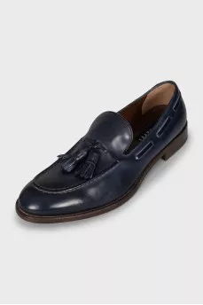 Men's Blue Leather Loafers