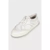 Leather sneakers with weave
