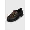 Leather loafers with signature print