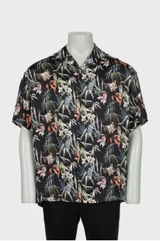 Men's oversize shirt with floral print