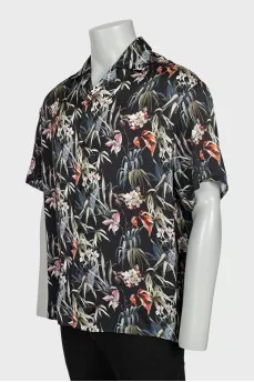 Men's oversize shirt with floral print