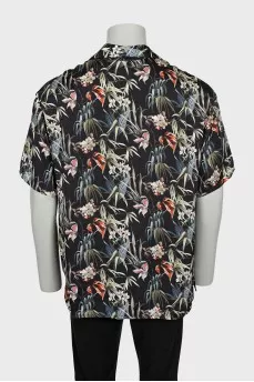 Men's oversize shirt with floral print