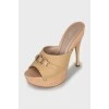 Leather mules with wooden soles