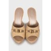 Leather mules with wooden soles