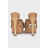 Leather mules with wooden soles