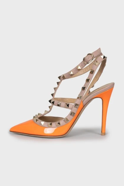 Orange Rockstud Shoes