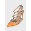 Orange Rockstud Shoes