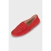 Red leather moccasins