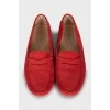 Red leather moccasins