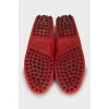 Red leather moccasins